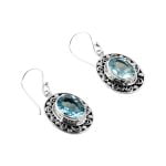 Gümüş Blue Topaz Küpe