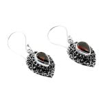 Gümüş Granat Taş Küpe