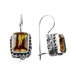 Gümüş Sitrin Taş Küpe