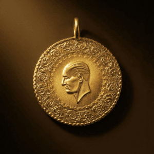 Ön yüzünde Atatürk portresi bulunan 22 ayar çeyrek altın